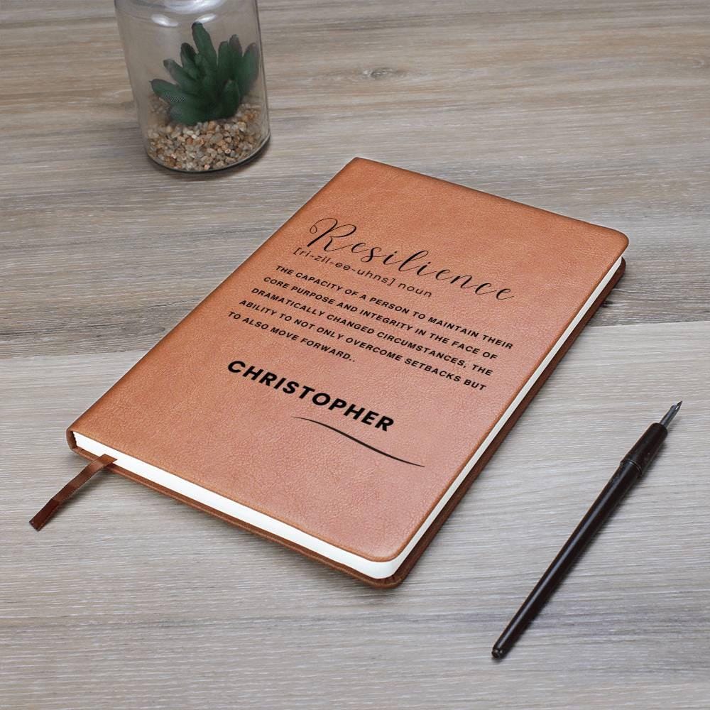 Resilience definition personalized vegan leather journal – view 7
