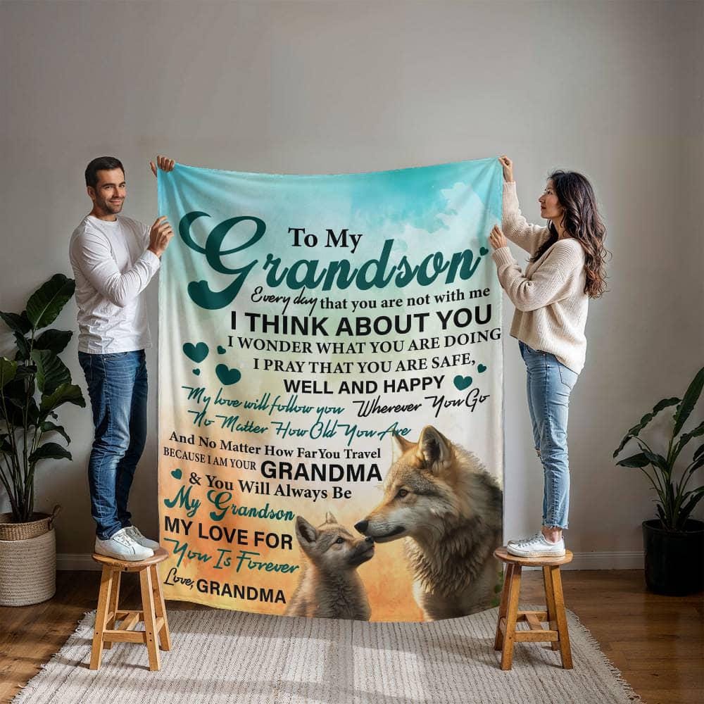Personalized Blanket Gift for Grandson – Grandson Graduation – view 4
