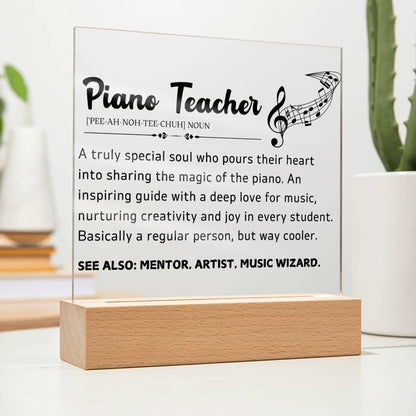 Piano Teacher Gift LED Acrylic Plaque – Gift for Piano Instructor
