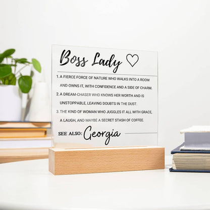 Boss Lady Personalized LED Acrylic Plaque – Gift for Female Boss – view 7