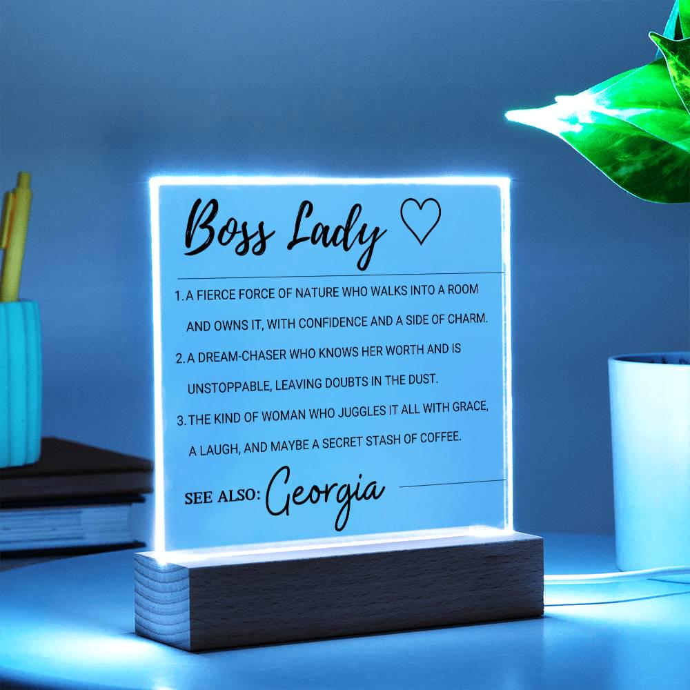 Boss Lady Personalized LED Acrylic Plaque – Gift for Female Boss – view 8