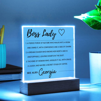 Boss Lady Personalized LED Acrylic Plaque – Gift for Female Boss – view 8