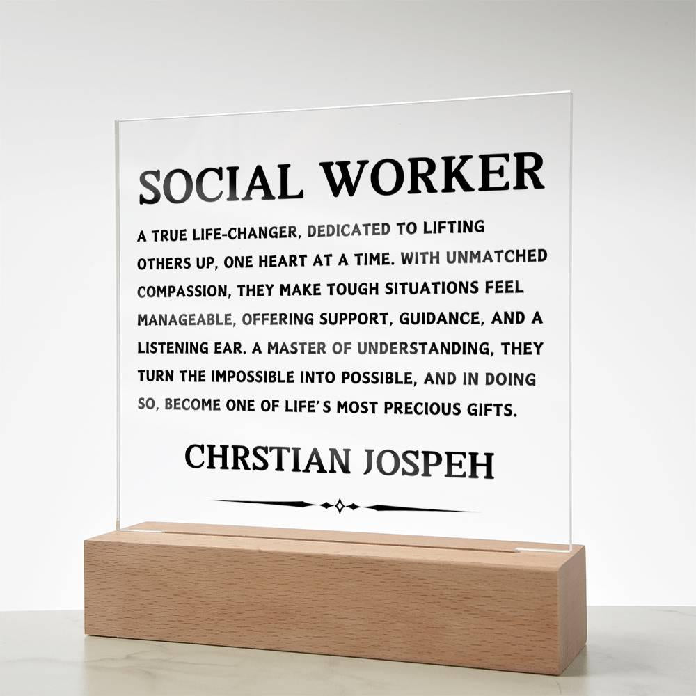 Social Worker Gift Personalized LED Acrylic Plaque – view 10