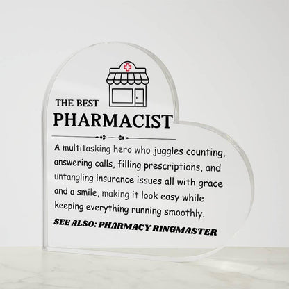 The Best Pharmacist Personalized HeartAcrylic Plaque – view 7