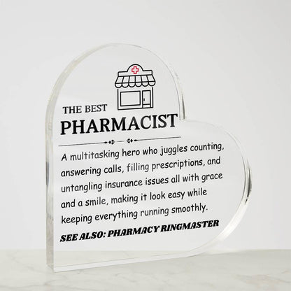 The Best Pharmacist Personalized HeartAcrylic Plaque – view 5