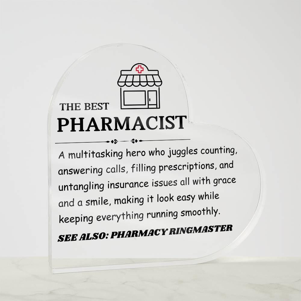 The Best Pharmacist Personalized HeartAcrylic Plaque – view 3