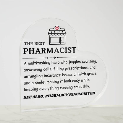 The Best Pharmacist Personalized HeartAcrylic Plaque – view 3