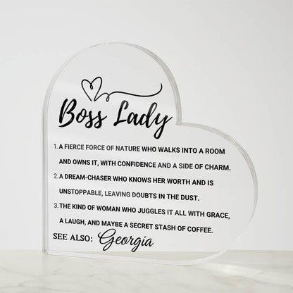 Boss Lady Personalized Heart Acrylic Plaque – Gift for Female Boss – view 7