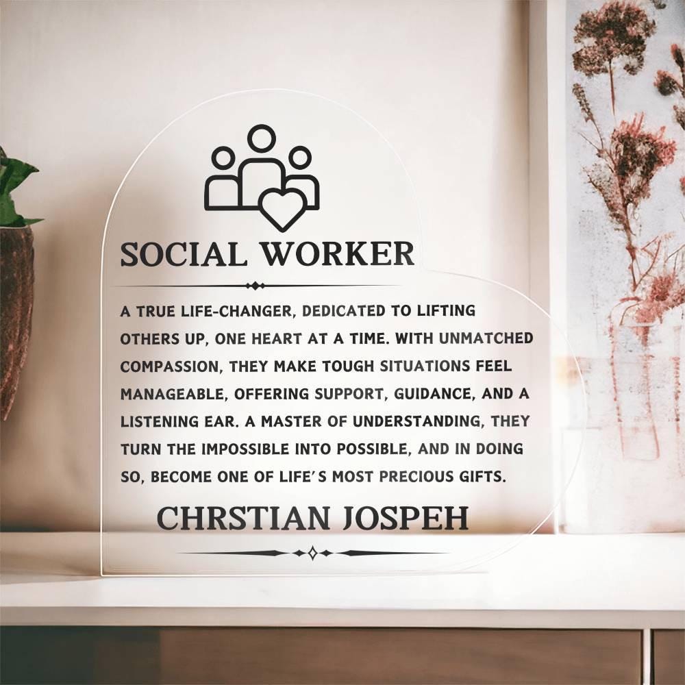 Social Worker Gift Personalized Heart Acrylic Plaque – view 7
