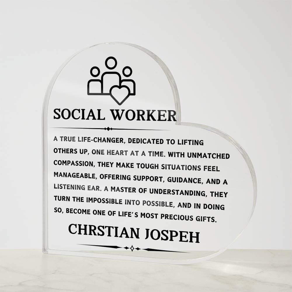 Social Worker Gift Personalized Heart Acrylic Plaque – view 4