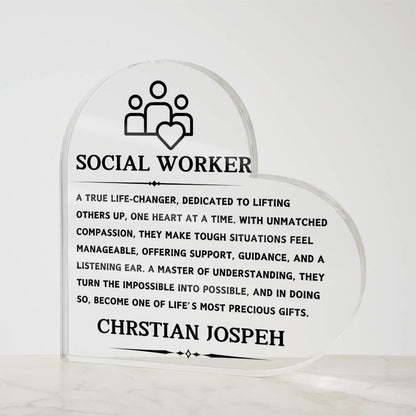 Social Worker Gift Personalized Heart Acrylic Plaque – view 4