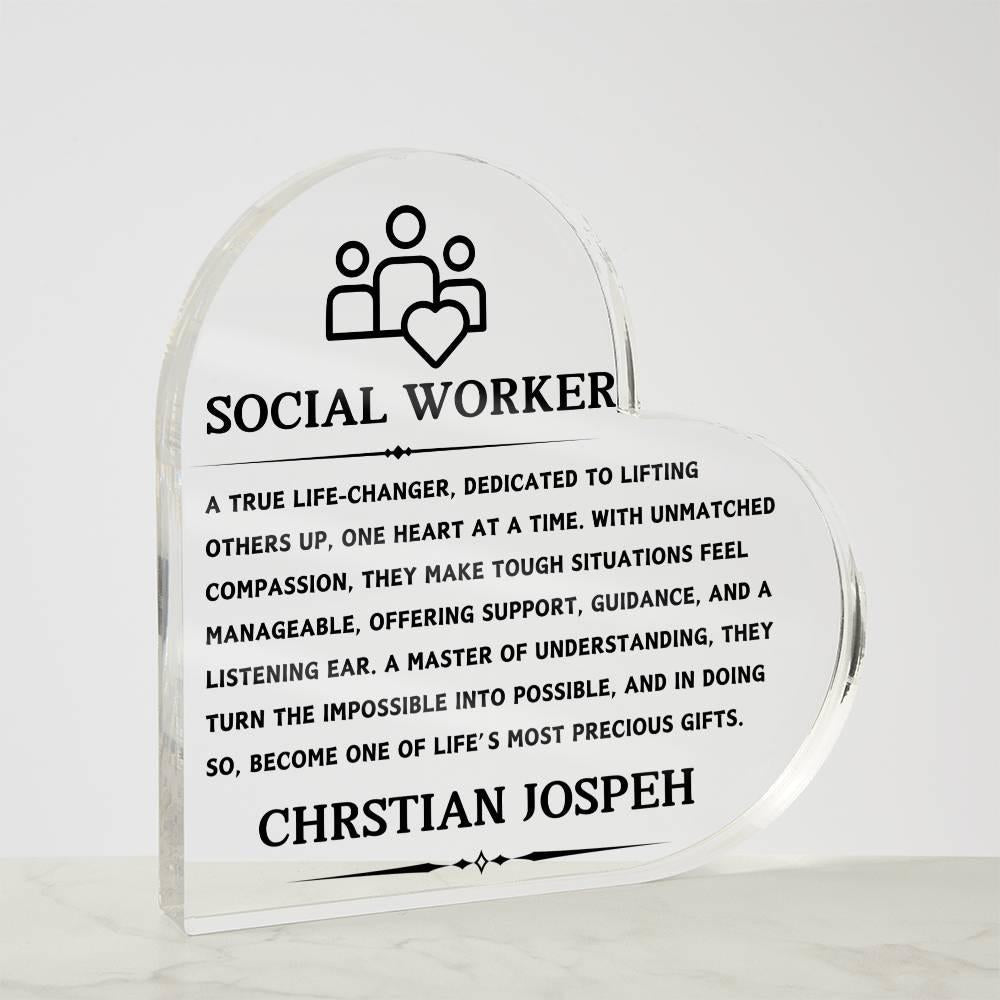 Social Worker Gift Personalized Heart Acrylic Plaque – view 2