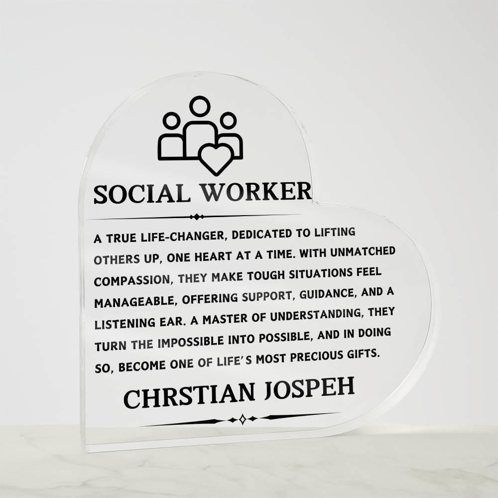 Social Worker Gift Personalized Heart Acrylic Plaque – view 3