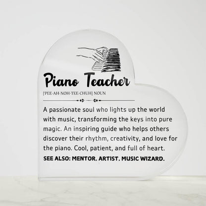 Piano Teacher Gift Heart Acrylic Plaque – Gift for Piano Instructor – view 4