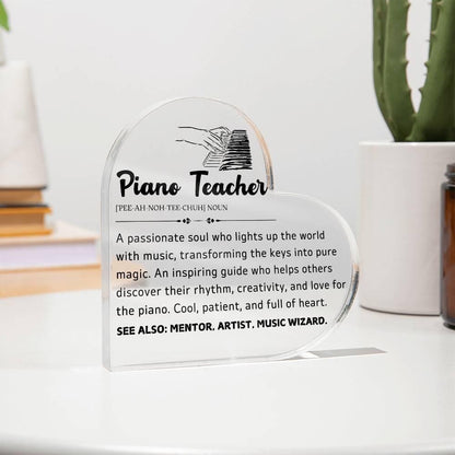 Piano Teacher Gift Heart Acrylic Plaque – Gift for Piano Instructor – view 7