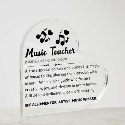 Music Teacher Heart Acrylic Plaque – Gift for Music Teacher – view 2