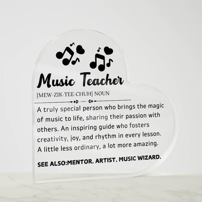 Music Teacher Heart Acrylic Plaque – Gift for Music Teacher – view 8