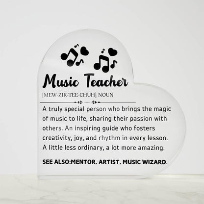 Music Teacher Heart Acrylic Plaque – Gift for Music Teacher – view 5