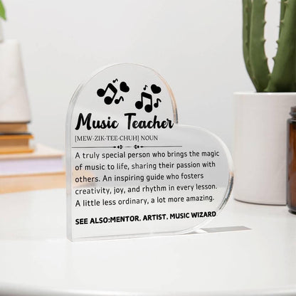 Music Teacher Heart Acrylic Plaque – Gift for Music Teacher – view 4