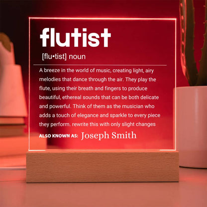 Flutist Gift Personalized LED Acrylic Plaque – Gift for Flute Player – view 6