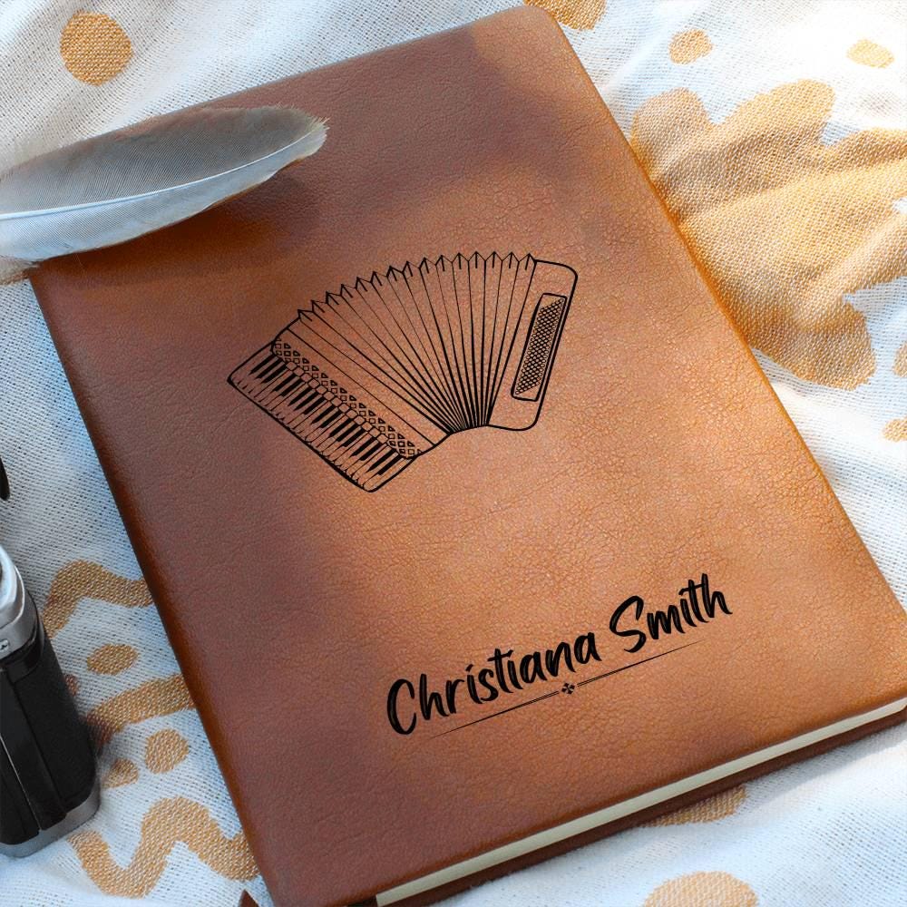 Personalized Accordion Journal: Vegan Leather Music Notebook