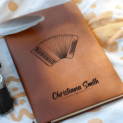 Personalized Accordion Journal: Vegan Leather Music Notebook