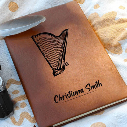 Personalized Vegan Leather Harp Journal: Gift for Harpist