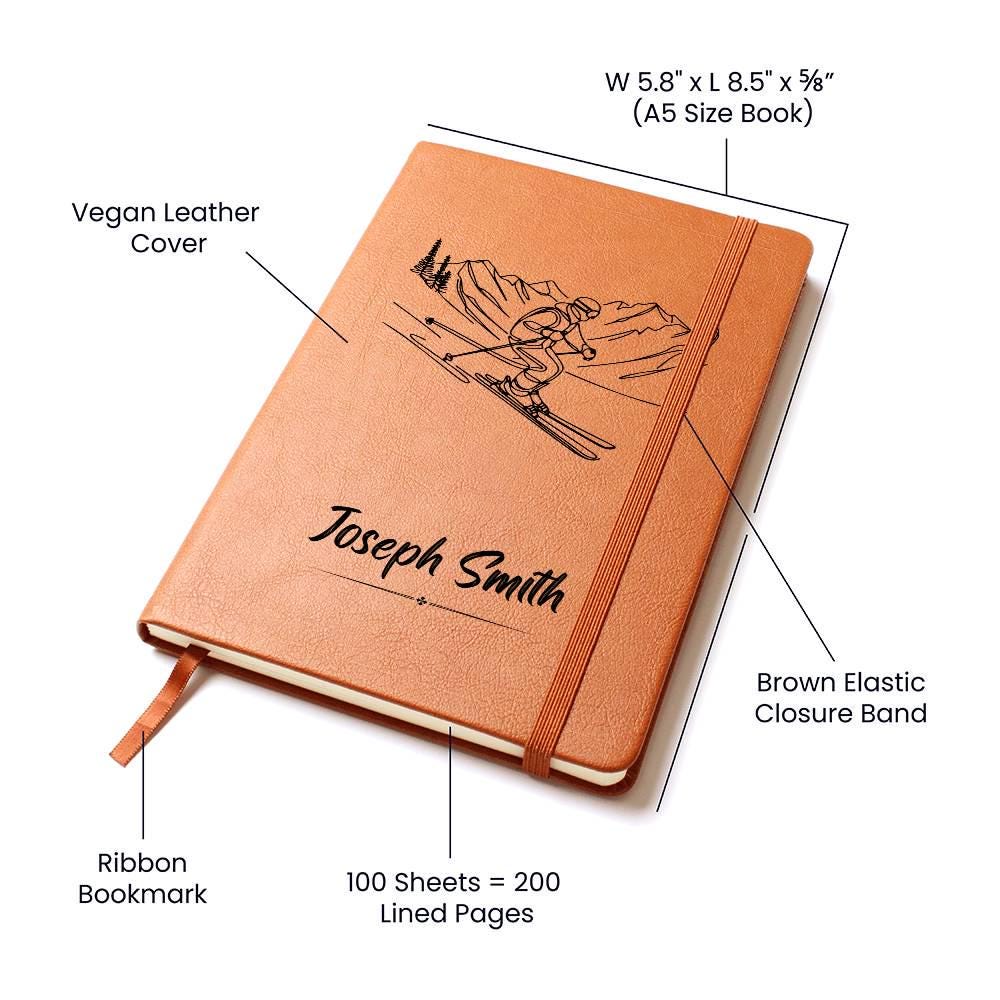 Custom Leather Ski Journal – Personalized Ski Notebook Gift for Skier – view 3