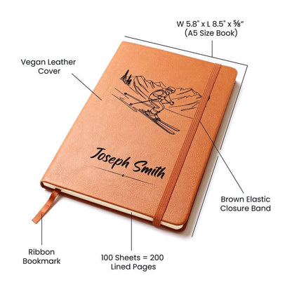 Custom Leather Ski Journal – Personalized Ski Notebook Gift for Skier – view 3
