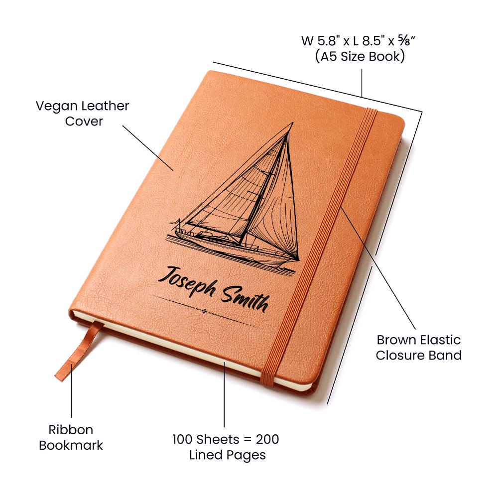 Personalized Sailing Vegan Leather Journal – Gift for Sailor – view 4