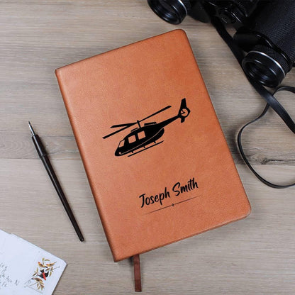 Personalized Leather Helicopter Pilot Journal – Custom Aviation Log – view 9