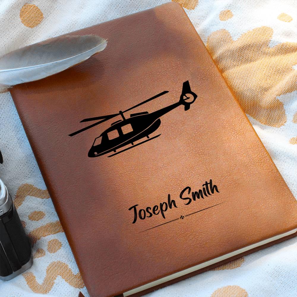 Personalized Leather Helicopter Pilot Journal – Custom Aviation Log – view 5