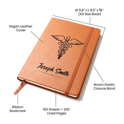 Personalized Leather Nurse Journal – Custom Notebook Gift for New – view 3