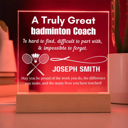Personalized LED Badminton Coach Sign – Custom Gift for Badminton – view 4