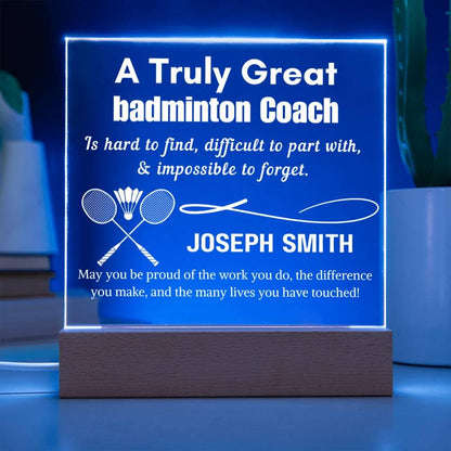 Personalized LED Badminton Coach Sign – Custom Gift for Badminton – view 3
