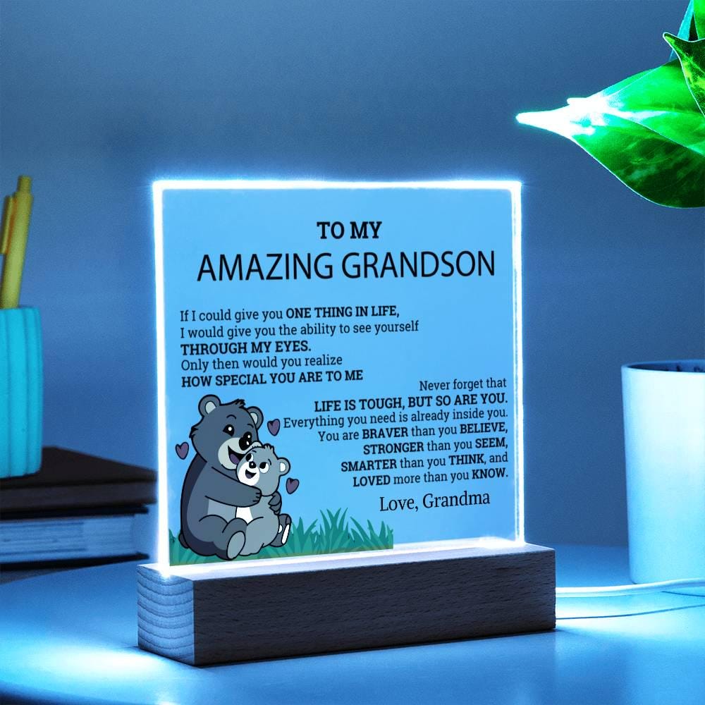 To My Grandson Personalized LED Acrylic Plaque – view 7