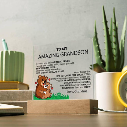 To My Grandson Personalized LED Acrylic Plaque – view 5