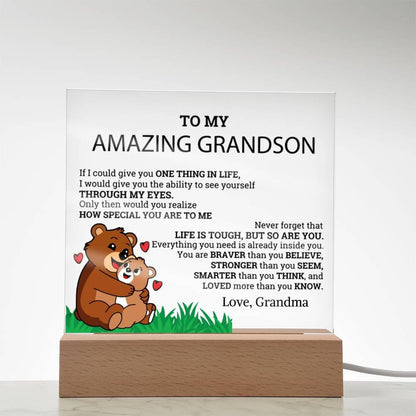 To My Grandson Personalized LED Acrylic Plaque – view 4