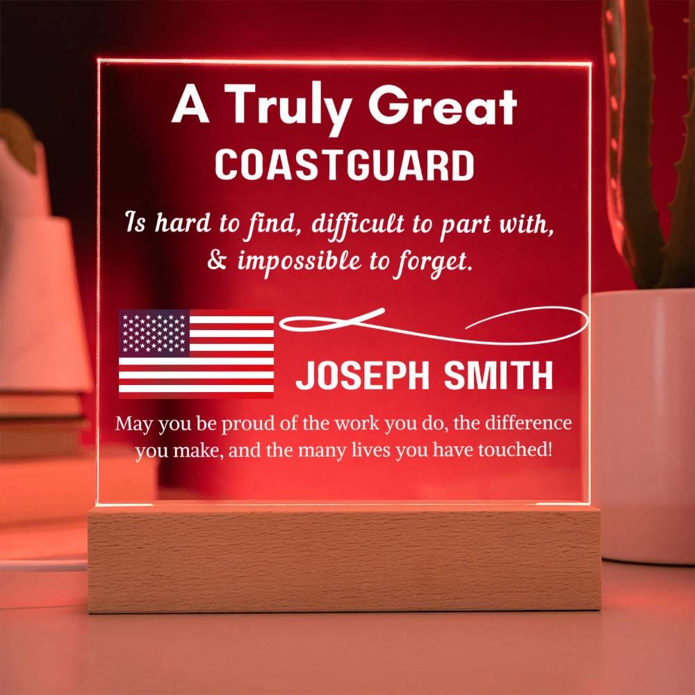 Personalized US Coast Guard Sign – Custom LED Acrylic Gift for Coast – view 3
