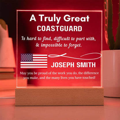 Personalized US Coast Guard Sign – Custom LED Acrylic Gift for Coast – view 3
