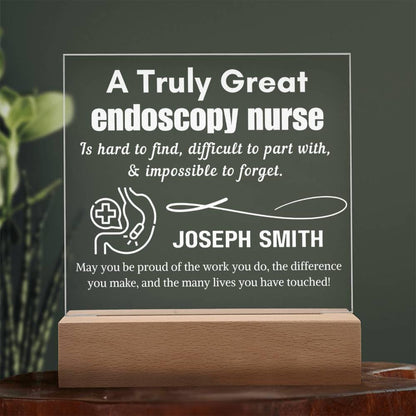 Personalized Endoscopy Nurse LED Acrylic Sign – Nurse Appreciation – view 3