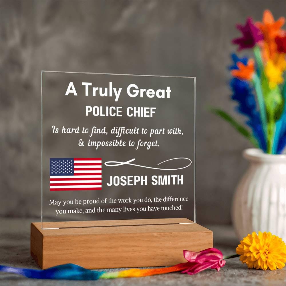 Personalized Police Chief LED Acrylic Sign – Custom Gift for Chief – view 10