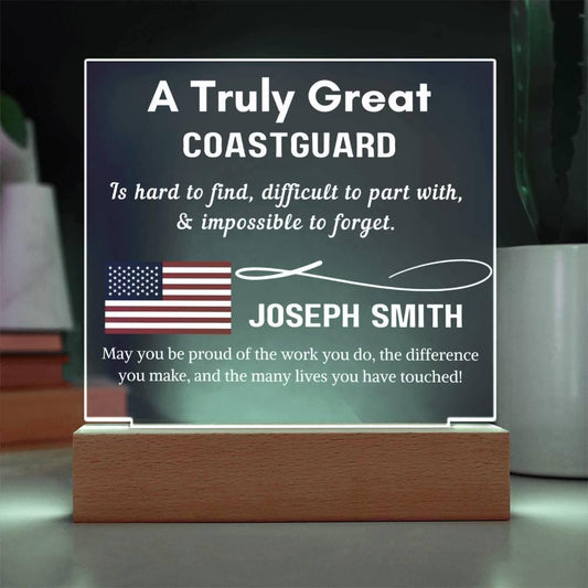 Personalized US Coast Guard Sign – Custom LED Acrylic Gift for Coast