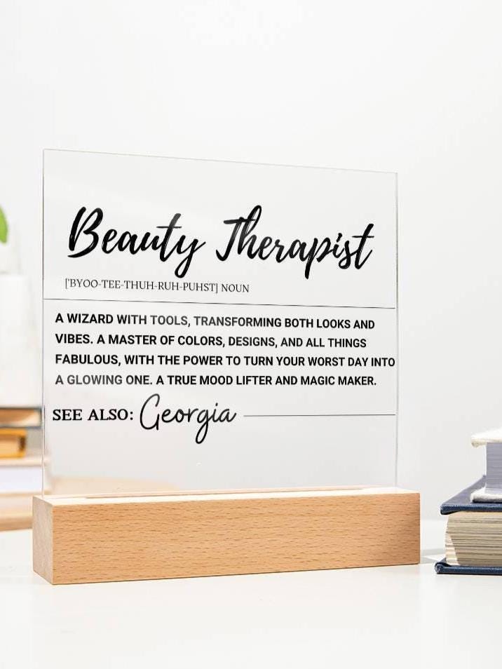 Beauty Therapist Personalized Acrylic Plaque – Gift for Makeup Artist