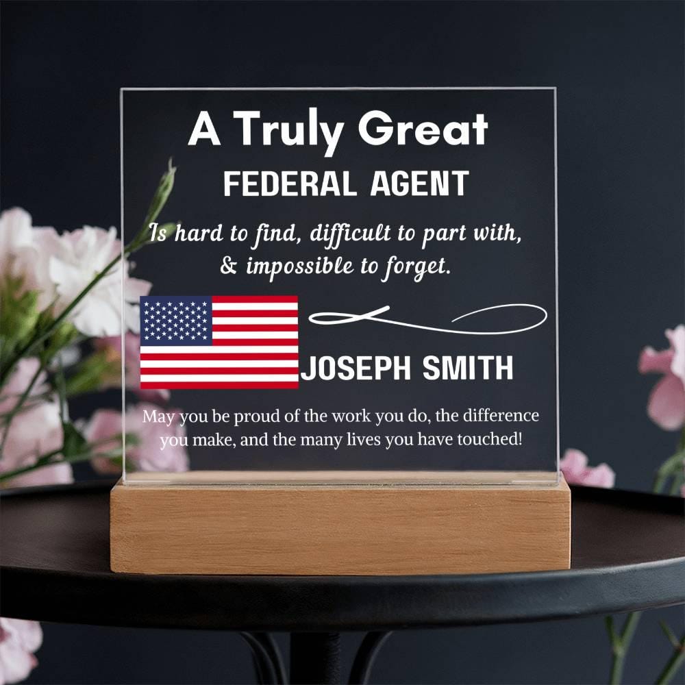 Personalized Federal Agent Gift Sign – Homeland Security Gift – view 3