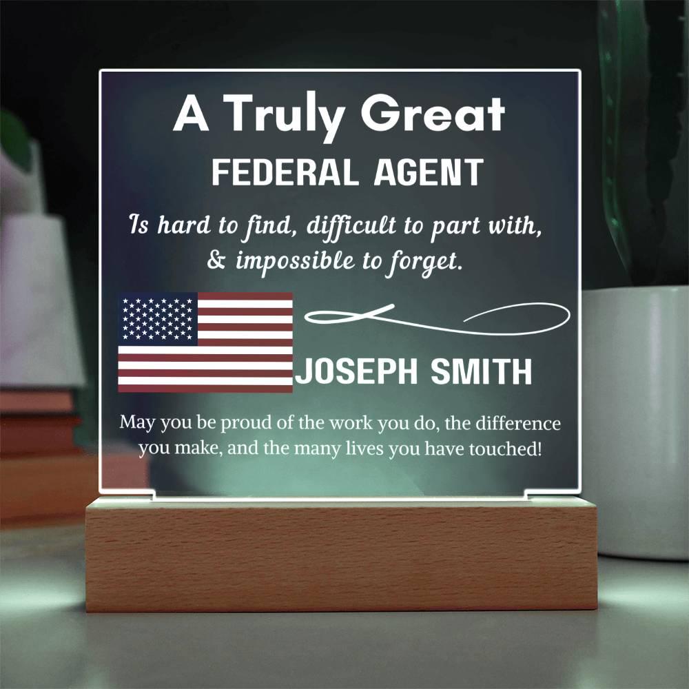 Personalized Federal Agent Gift Sign – Homeland Security Gift – view 2