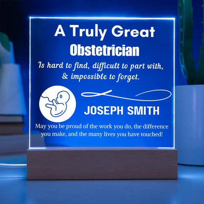 Personalized Obstetrician Gift LED Acrylic Sign – Baby Doctor Gift – view 3