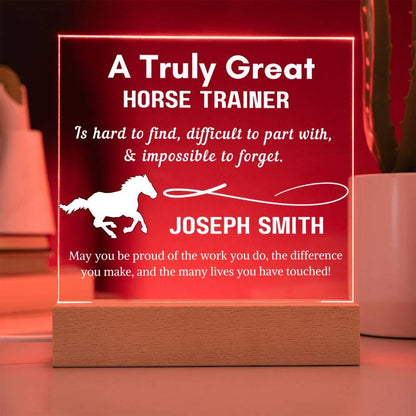Personalized Horse Trainer Gift Acrylic Sign – Horse Riding Instructor – view 2