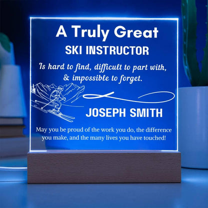 Personalized Ski Instructor Gift LED Acrylic Sign – view 3