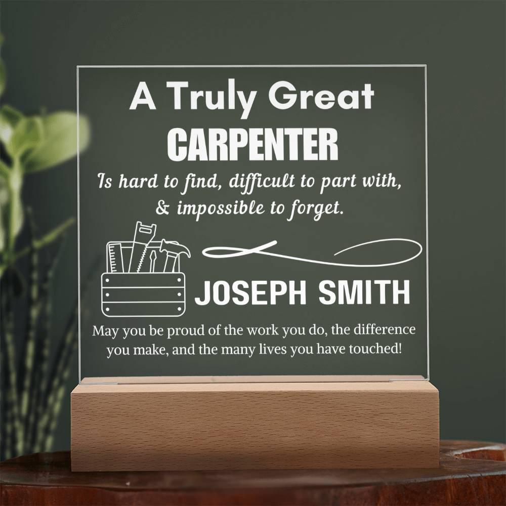 Personalized Carpenter Gift Acrylic LED Sign – Thank You Gift – view 2